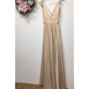 Rubber Ducky Productions NWT GLAM thigh high slit maxi dress semiformal gown L